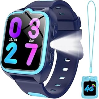 IOWODO Montre Connectée Enfants 2025 | 4G LTE avec Carte SIM | GPS Traceur + SOS Appel Urgence | Batterie | Appels Vidéo et Chat Vocal |Mode école et Zones de Sécurité | pour Garçons et Filles