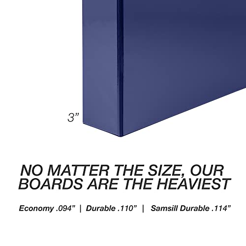 Image of Samsill Durable 3 inch 3 Ring Binder, D Ring Binder, 100% Recycled Chipboard, Blue, 4 Pack