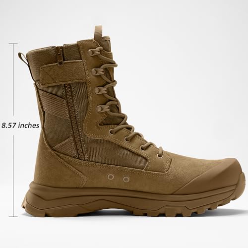 Image of Coostar Tactical Boots for Men Lightweight Military Combat Work Boot Side Zipper Motorcycle Hiking Boots 8 Inches