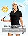 Rdruko Women's Golf Polo Shirts Dry Fit Collared Tennis Casual Work Shirts V Neck Moisture Wicking Short Sleeve, Black, XXL
