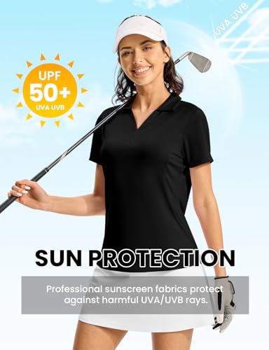 Rdruko Women's Golf Polo Shirts Dry Fit Collared Tennis Casual Work Shirts V Neck Moisture Wicking Short Sleeve4