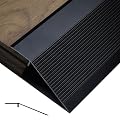 4inch Floor Transition Strip - Aluminum Threshold Ramp for Doorways Tile Laminate, 36'' Thresholds Reducer Floor Edge Trim Strips Fit Height Between 0.3-1.57 Inch, Cuttable(Matte black,90cm/31.5")