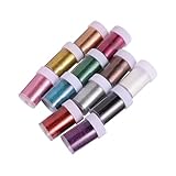 FOMIYES 12 Stück Nagelglitzerpuder mit Pailletten 12 Farben Glitzerstaub für Nageldesign...