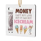 WINGTECA Funny Ice-cream Fund Money Holder for Cash Gift Money Gift Ideas for Teen Boys Girls Christmas Easter Birthday Gifts Wooden Cash Holder Ornament for Party Decorations