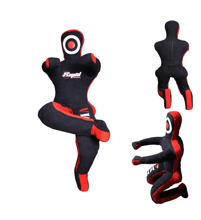 Rapid Mart Kids Grappling Sitting Dummy – 4FT (49 Inches) Unfilled – Wrestling, Jiu-Jitsu, MMA Training Dummy with Moveable Arms and Legs (Black) — image 1