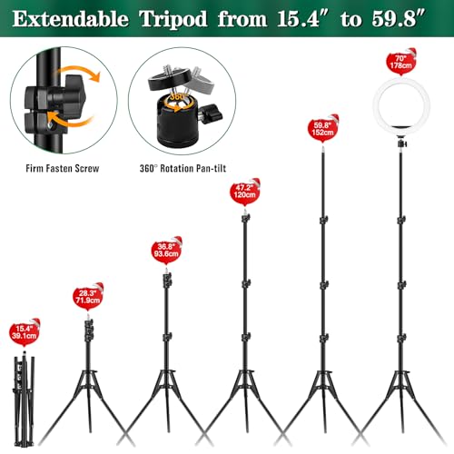 LED Ringlicht mit Stativ Handy 10 Zoll - 40 RGB-modi Dimmbare Selfie Licht Ringleuchte Ring Light Lichtring Ringlampe - Handystativhalter mit Lampe für Smartphone Kamera YouTube Vlog Fotografie