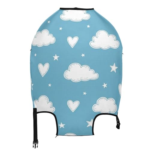 Joisal Suitcase Cover Cute Luggage Protector Anti-scratch Flower Travel Luggage Sleeve for Women Sky Blue White Clouds, M, Fits 22-24 Inch Case2