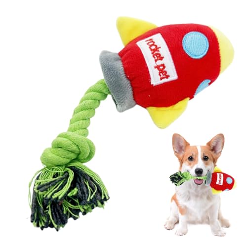 Juegos de cuerda para perros de talla grande,Juguetes de cuerda para masticadores agresivos Cohete de juguete para rechinar los dientes del cachorro Juguetes para perros indestructibles, juguetes de