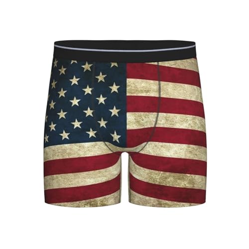 American Flag Patriotic USA Men's Boxer Briefs, Mens Trunks Underwear Wicking-Breathable Underpants