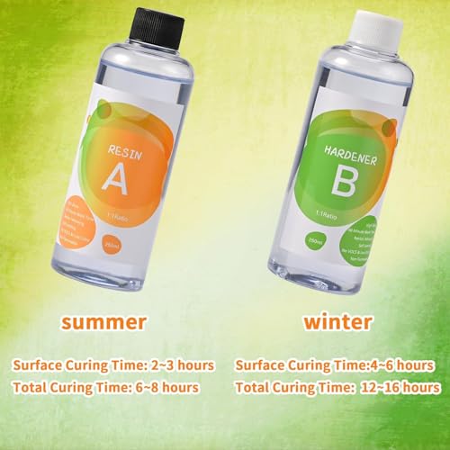 Cieex Epoxidharz mit Härter 500ml, Epoxidharz Set 1: 1 Verhältnis Glasklar Gießharz Klebstoff mit Handschuhe Holzstäbchen Messbeche, Harz Gießen Set für Schmuckherstellung, DIY-Kunsthandwerk, Holz