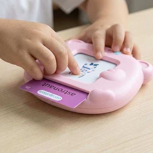 JJ JJ Technology 224 Bilingual Spanish English Talking Flash Cards, Birthday Gifts Easter Present for 2-8 Year Old Boys, Pocket Speech Therapy Toys, Portable Toddlers Toys for Ages 2-8 Kids,Pink - Image 3