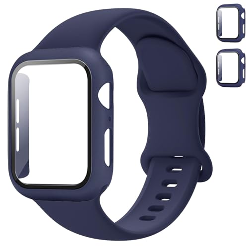 Sport Band and Case for Apple Watch Band 42mm 41mm 40mm 38mm 46mm 45mm 44mm iWatch Bands for Women/Men,Silicone Strap with Cover Combo for Apple watch Series 10 9 8 7 6 5 4 3 SE Ultra/2 49mm