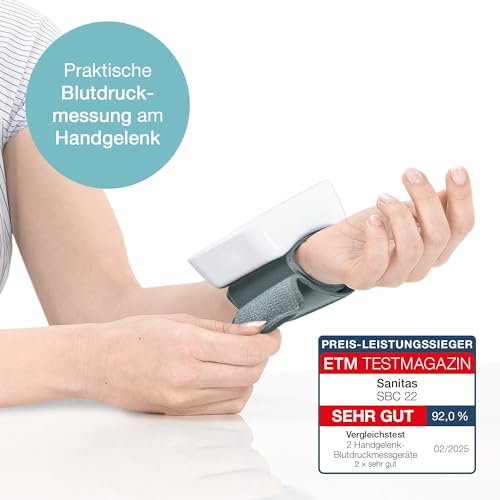 Sanitas SBC 22 Handgelenk-Blutdruckmessgerät (vollautomatische Blutdruck und Pulsmessung,...
