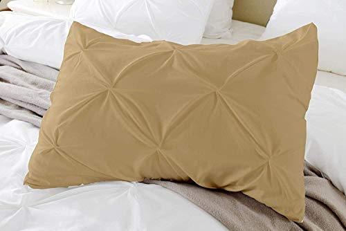 Shees N More 600 TC 100% Egyptian Cotton 2PC Pinch Pleated Pillow Shams King (20”X40”) Taupe Solid