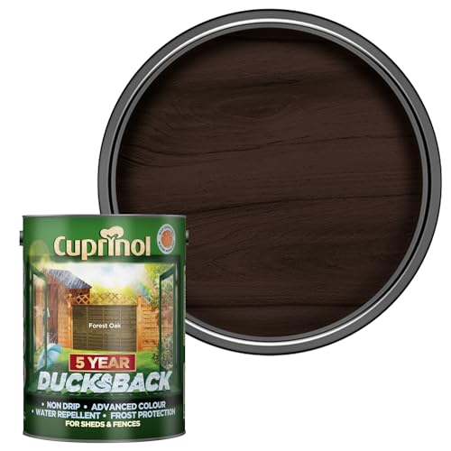 SAVING HUB Ducksback Fence Paint 5L - Garden Fence&Shed Paints - Non Drip Formula, for Rough Sawn Wood - Water Repellent Frost Protection, Sheds Fences Paint - Wooden Fences Paints (Forest Oak)