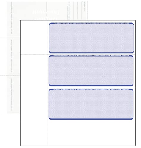 Computer Check Paper - Blank Personal Wallet Checks 3 on a Page - Compatible with Versa Check, QuickBooks, Quicken, and Any Laser Printer (50 Sheets / 150 Checks, Blue Diamond)