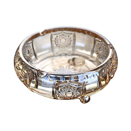 Cenicero de cristal dorado para la sala de estar, mesa de café para el hogar, estudio, oficina, decoración de escritorio sin tapa, cenicero, regalo para fumar cenicero (tamaño : dorado)