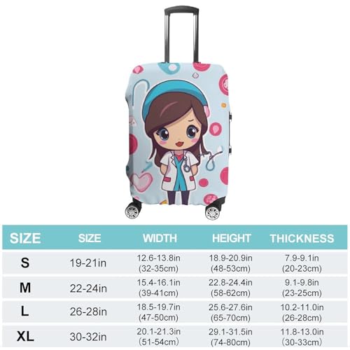 Cute Nurse Printed Luggage Cover Protector, Fits 18-32 Inch Luggage2