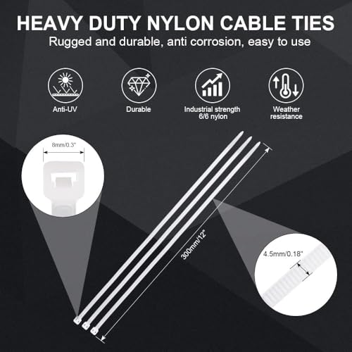 Image of bvslf 200 MM x 3.6 MM | Pack of 300 | Self Locking Nylon Cable Tie, Heavy Duty Weather-Resistant Cable Strap Zip Wire Fastener Organizer Tie, Ties for Cable Management Electrical Home Office