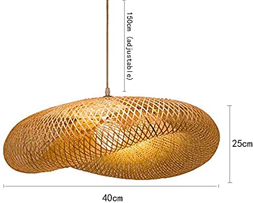 Suspension Bambou Rotin Vintage 50cm - Lustre Nid D’Oiseau Fait Main Pour Salon Et Restaurant