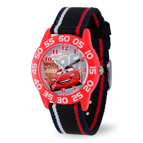 Disney Pixar Cars Lightning McQueen Watch for Kids - Boys Watch - Toddler Watches - Kids Toys Boys for Toddler - Watches Teen - Red Bezel - Multicolor Strap