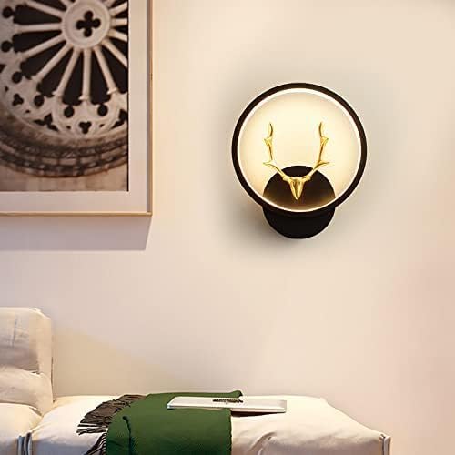 Image of Home Decore Led Fancy Wall Light,Night Lamp,Decorative Lamp,Wall Hanging Lights for Bedroom,Living Room,Color(Warm White+Natural White+Cold White).(Black Round Deer Head)
