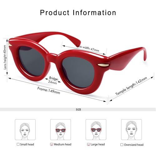 Cute Round Sunglasses for Women Men Trendy Chunky Thick Inflated Shades AP3695