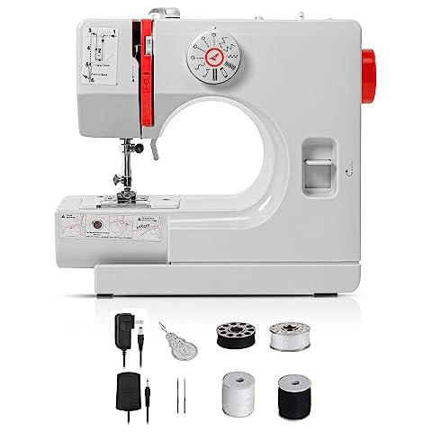 WALLECOM Portable Sewing Machine for Beginners and Kids with 12 Stitch Applications, Dual Speed, and Reverse Stitch- Small Sewing Machine with Foot Pedal, Easy to Use Electric Mini Sewing Machine Cover