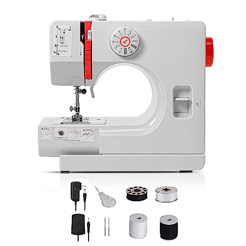 WALLECOM Portable Sewing Machine for Beginners and Kids - 12 Stitch Applications, Dual Speed, Reverse Stitch - Small, Easy to Use Electric Mini Sewing Machine with Foot Pedal