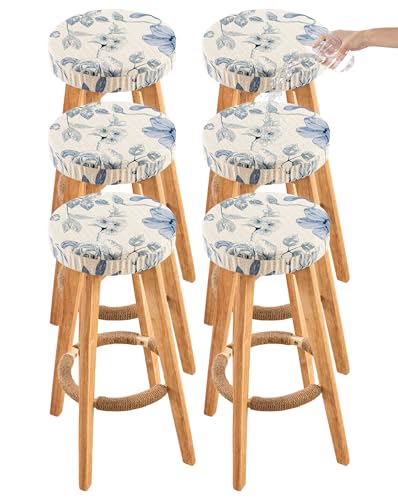 Image of CRFATOP 6 Pack Waterproof Bar Stool Covers Round Seat Slipcover,M,13