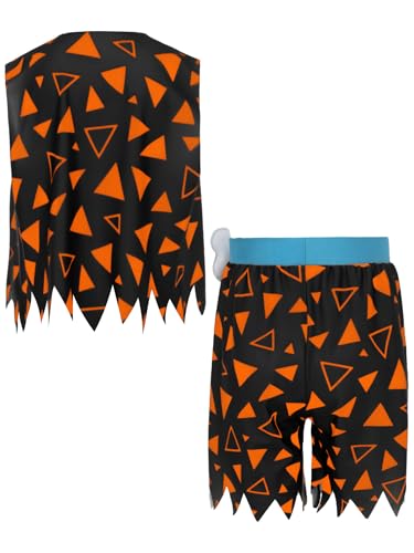 Kids Boys Bam Caveman Clothing History Stone Age Outfits Sleeveless Jagged Trim Vest and Shorts2