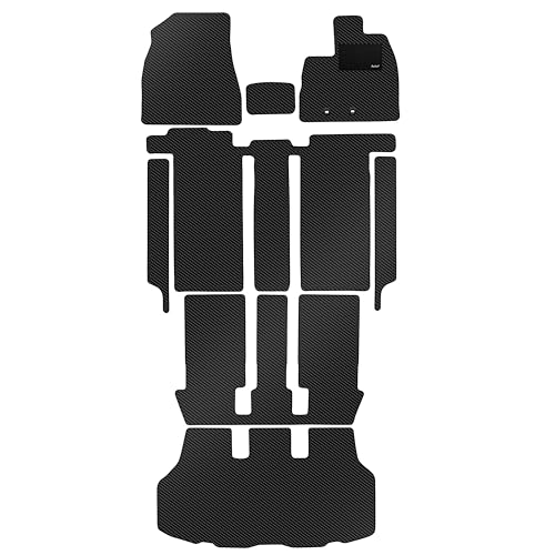 【防水マット】Aviles ノア ヴォクシー エスクァイア 80系 フロアマット + ステップマット + ラゲッジマット(トランクマット)【カーボン柄】(04:ハイブリッド 7人 後期)