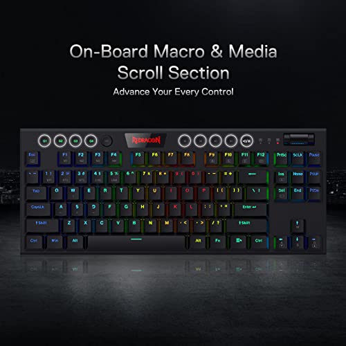 K621 Horus TKL Tastiera meccanica RGB 5.0 BT/2.4Ghz/cablata TRE modalità 80% Tastiera Bluetooth ultra sottile a basso profilo con controlli multimediali dedicati e interruttori lineari rossi - Tastiera gaming - Immagine 2