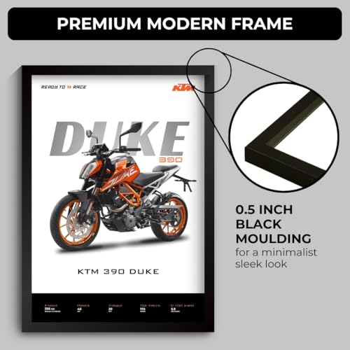Image of Funk You Store KTM Duke 390 Poster | Framed KTM A4 Sized (31 x 23 cm) | Duke Bike Poster for Wall, Gift for Boys, Bike Frame | Motorbike Posters for Wall, Bedroom, Hostel, Study Room