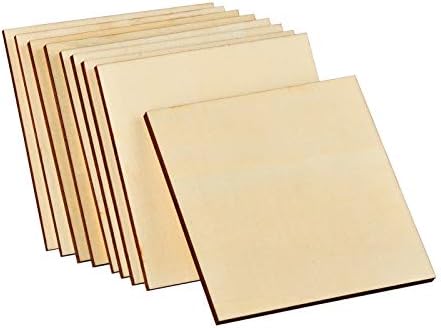 [Upgraded] Artificer Wood Squares, 4x4 Inch 26 Pack 1/4" Thick Unfinished Wooden Boards for Scrabble Tiles Blank Plywood Sheets Cutouts Small Painting Canvas Panels for Crafts, Wood Burning, Coasters