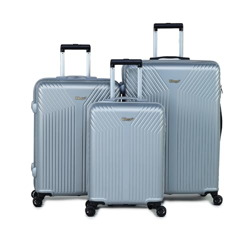 Image of ACEPACK GLX Family Set of 3 (Small Cabin + Medium Check-in + Large Check-in) Combo Silver Hard Sided Luggage Trolley Bag for Travel Suitcase with 8 Spinner Wheels