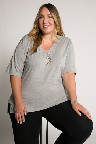 Ulla Popken Camiseta básica en V, Color Gris Claro, 56-58 para Mujer