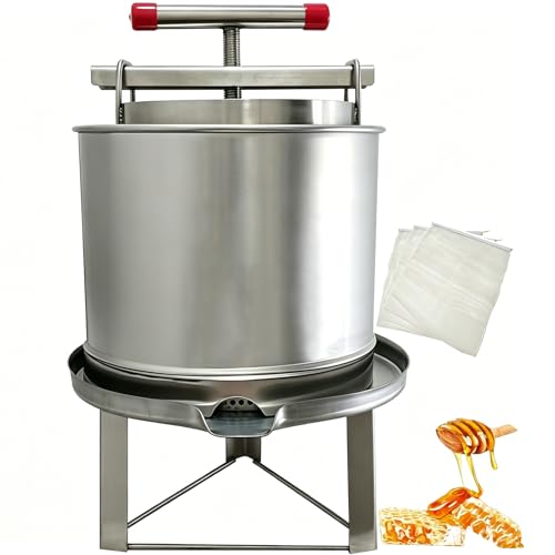 HCTOOL Honey Press Extractor Wax Machine Stainless Steel Honey Press Beeswax Machine Manual Large Bee Honey Presser Fruit Wine Press For Honey Wine Juice Vegetables Olive Oil Making