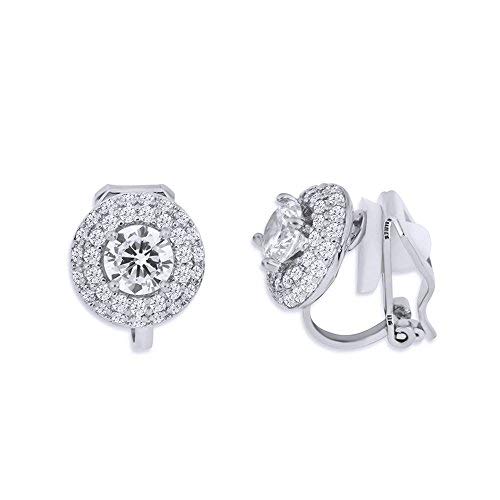 YOQUCOL Cubic Zirconia CZ Crystal Clip On Earrings For Women Non Pierced Stud Jewelry