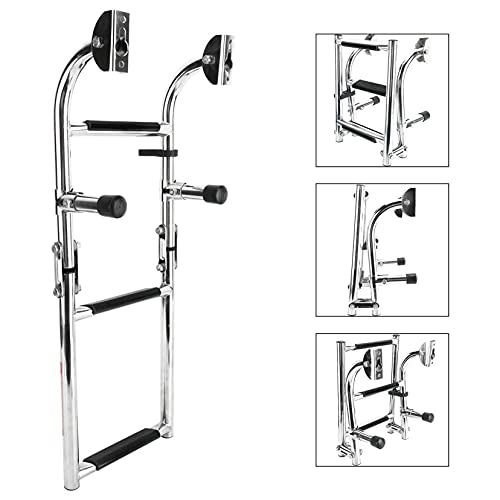 Escalera plegable para piscina de 3 pasos de acero inoxidable miniatura 2
