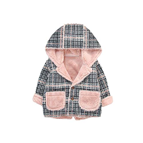 Baby Girls Fleece Jacket Warm Sweater Jacket Plaid Coat for Toddler Girls 0-2T (90 / 12-18 months)