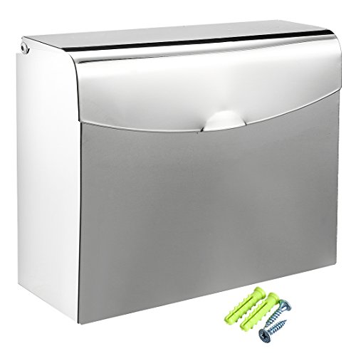 Aexit 245mm x 90mm x 200mm 201 Pudełko z błyszczącym ręcznym uchwytem na papier ze stali nierdzewnej z pokrywą(Porte-papier glacé en acier inoxydable 201, 245 mm x 90 mm x 200 mm, avec couvercle