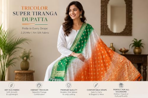 Image of PK HUB Women's Jaipuri Rajasthani Bandhani Dupatta | Art Silk Bandhej Dupatta with Gota Patti Work & Tassels (Free size)