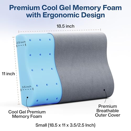 FOVERA Cervical Pillow for Neck Pain | 2 Years Warranty | Cool Gel Memory Foam Orthopedic Neck Support Pillow for Sleeping, Neck & Shoulder Pain (Standard - 18x11x3.5 Inch, Grey Velvet, Pack of 1)