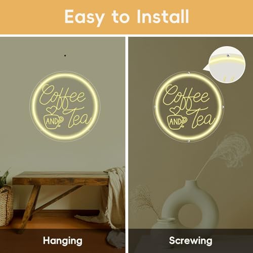Brochao BRO2-CAT-R1WW-30-30 Coffee Neon Sign,Coffee And Tea Neon Signs,Dimmable Led Coffee Bar Hanging Wall Art Sign thumb #4