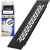 Rejilla Ventilacion Rectangular 244 x 60 mm de Aluminio - Rejilla de Ventilacion Rectangular de Color Negro para Instalar en Muebles Cubre Radiador Nevera - Garantía de 10 Años - MONTERAL