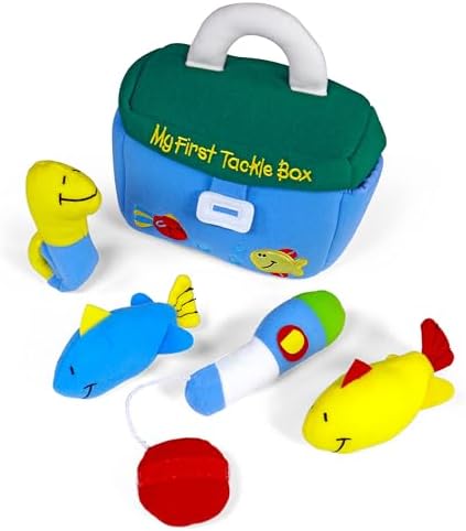Baby GUND Play Soft Collection, My First Tackle Box 5-Piece Plush Playset with Rattle, Squeaker and Crinkle Plush Toys, Sensory Toy for Babies and Newborns, 8” - 1