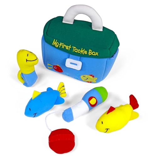 Baby GUND Play Soft Collection, My First Tackle Box 5-Piece Plush Playset with Rattle, Squeaker and Crinkle Plush Toys, Sensory Toy for Babies and Newborns, 8”