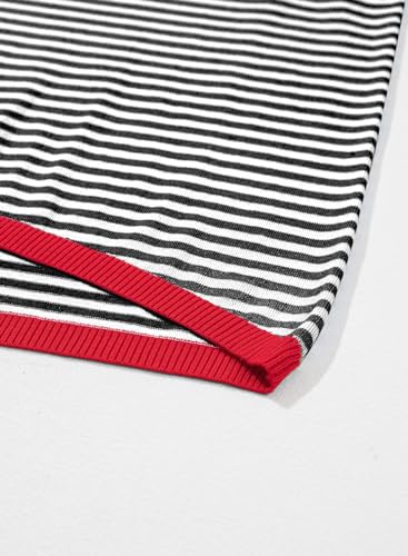 Image of Dokotoo Womens Summer Tops 2026 Casual Striped Color Block High Neck Tank Top Loose Knit High Low Sleeveless Shirts Blouses