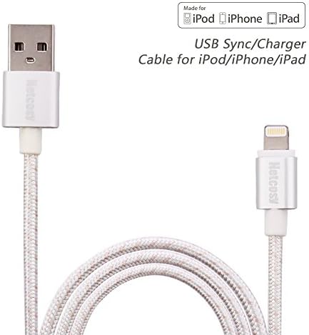 Netcosy 3FT 2.4 A iPhone Cable, Nylon Braided Cord Apple MFi Certified Lightning Cable to USB Charging Charger for iPhone 7 / 7 Plus, 6 / 6 Plus / 6 / 6s plus, SE/5S/5, iPad,iPod Nano 7 (White)